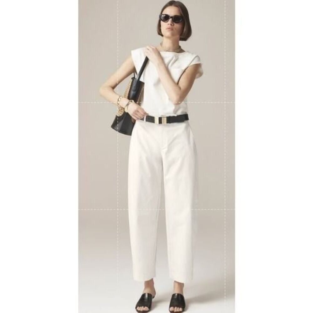 J. Crew Cream High-Waist Wide-Leg Pants